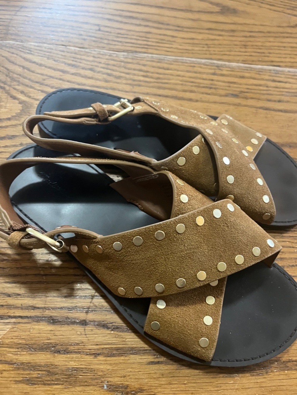 Made Well truly brown Suede Studded Crisscross Sandals
